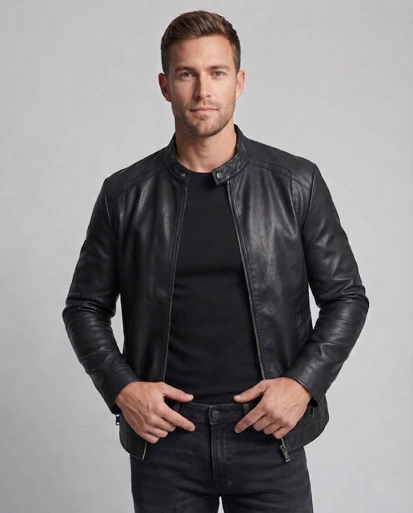 Men's Fashion Faux Leather Jacket with Stand-Up Collar Fashion Glam 1788321813