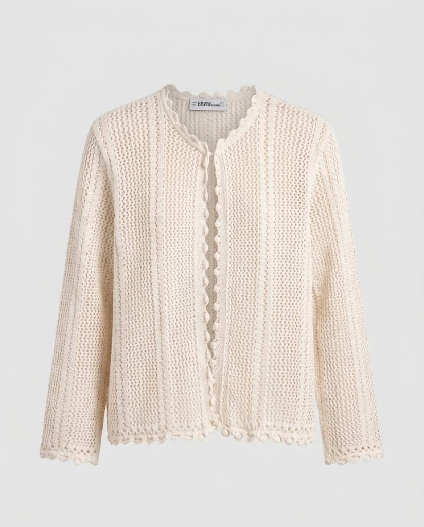 Women's crochet cardigan with openwork pattern and crocheted trim Fashion Glam
