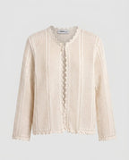Women's crochet cardigan with openwork pattern and crocheted trim Fashion Glam