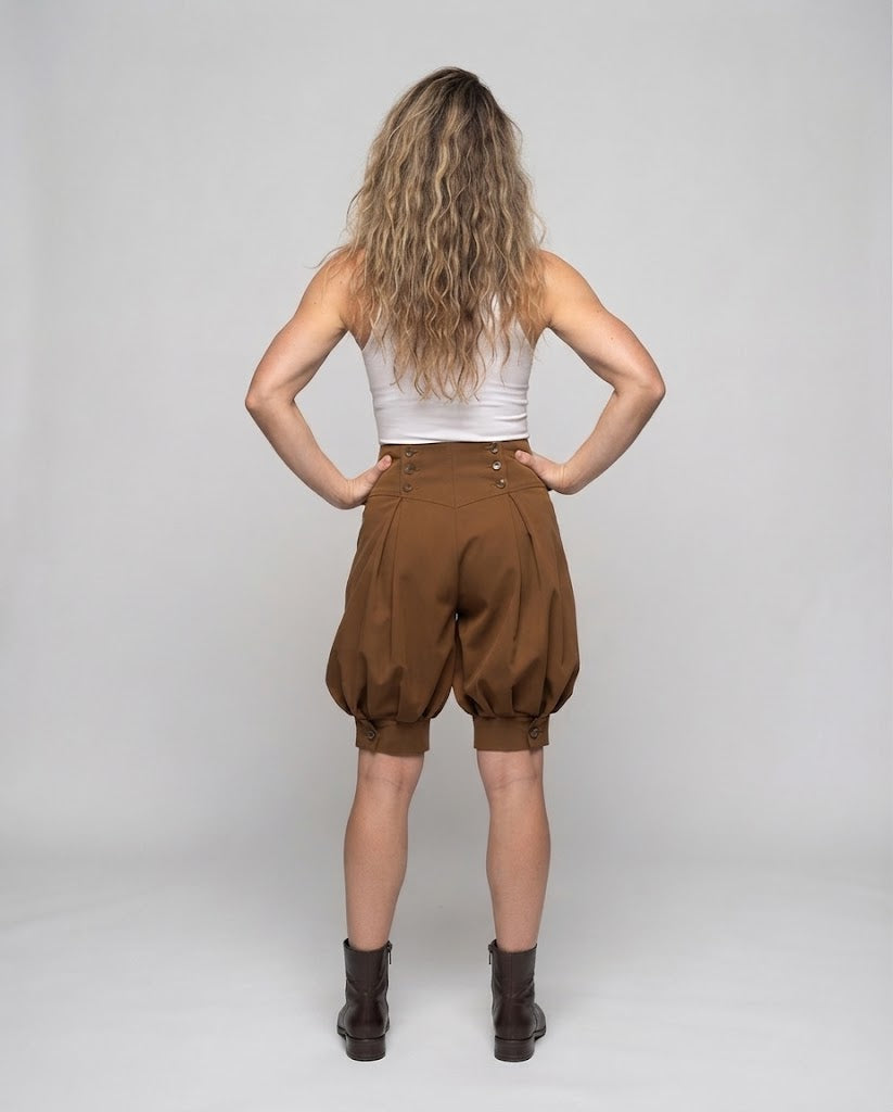Women elegant balloon shorts with double button detail Fashion Glam