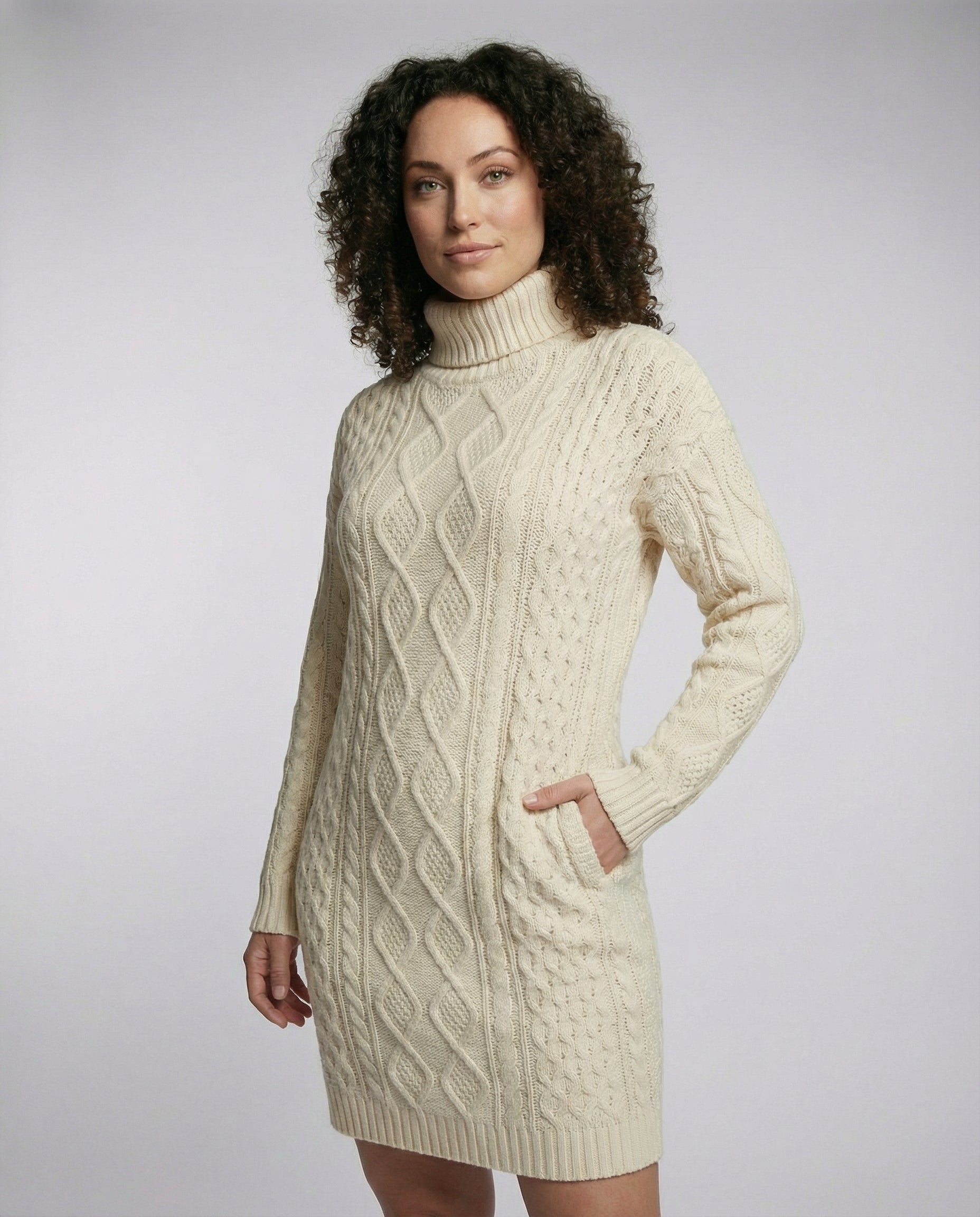 Beige Soft Knit Midi Dress-Fashion Glam