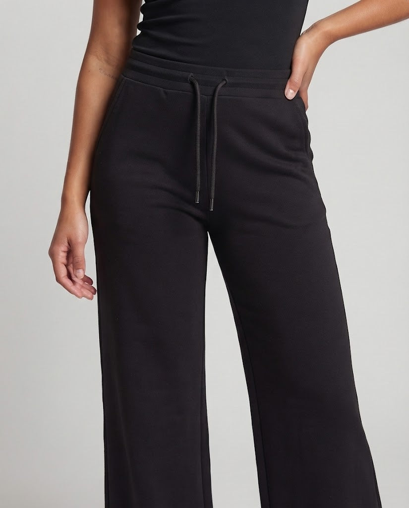 Women Wide Jersey Pants with Drawstring and High Waist Fashion Glam