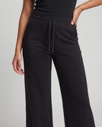 Women Wide Jersey Pants with Drawstring and High Waist Fashion Glam