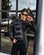 Fashion Glam | Men's Puffer Jacket - With Hood and Full-Length Zipper