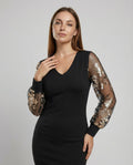 Black Flower Mesh Midi Dress-Fashion Glam
