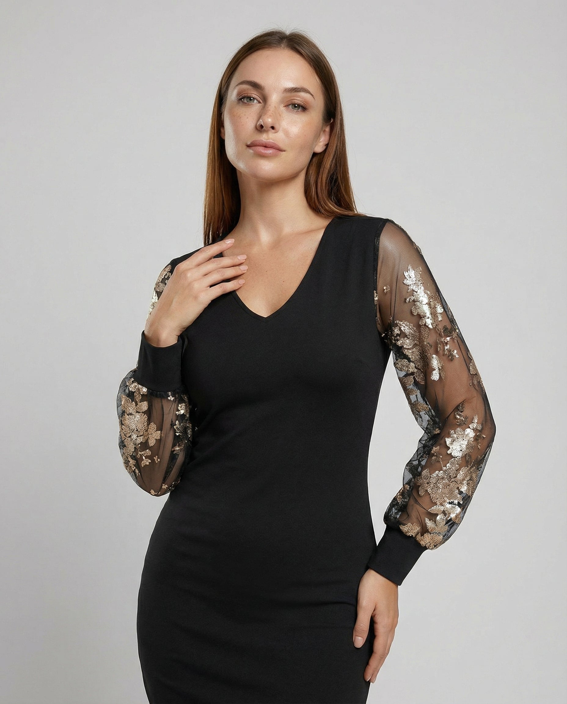 Black Flower Mesh Midi Dress-Fashion Glam