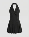Blazer Mini Dress Double Breasted Sleeveless Women-Fashion Glam