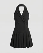 Blazer Mini Dress Double Breasted Sleeveless Women-Fashion Glam