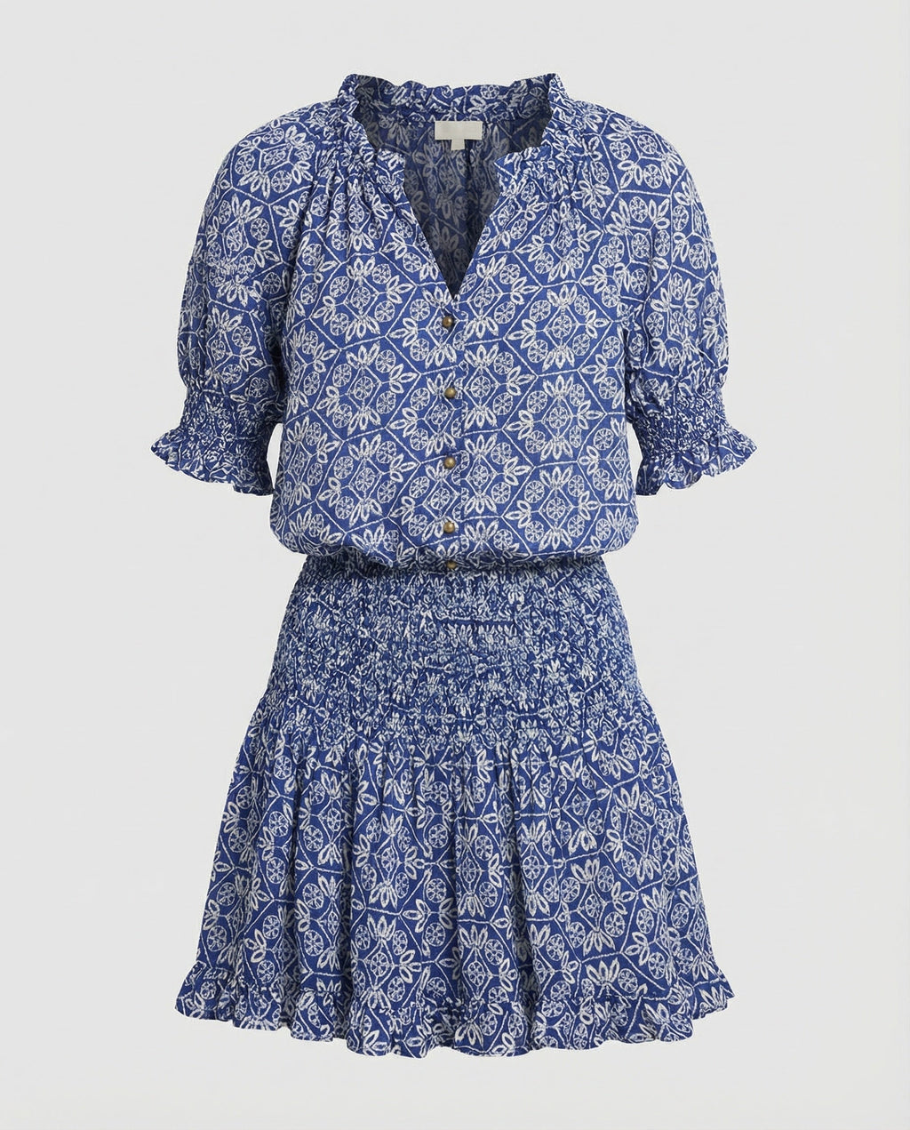 Blouse & Ruffle Skirt Set Elastic Waist Smocking-Fashion Glam