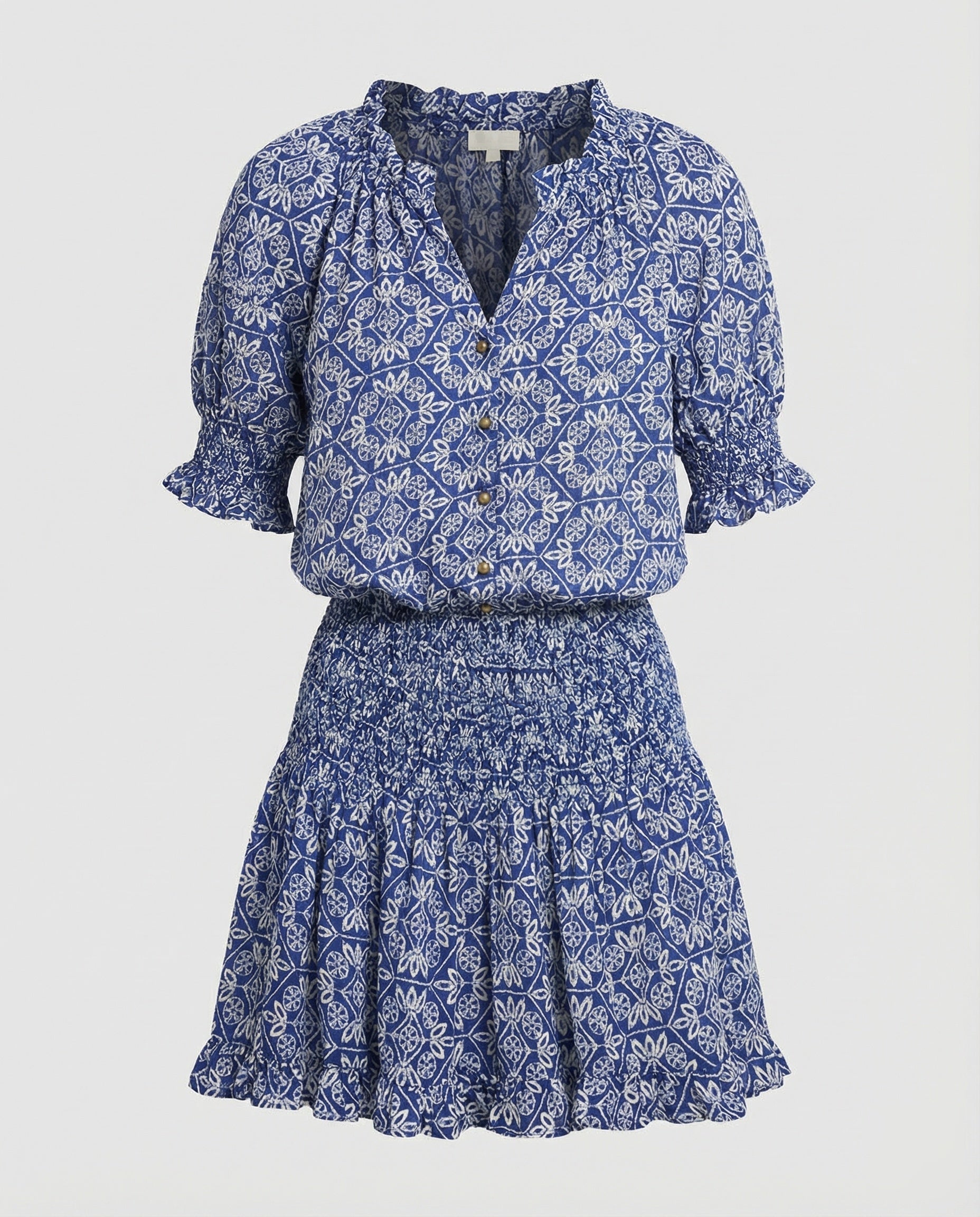 Blouse & Ruffle Skirt Set Elastic Waist Smocking-Fashion Glam