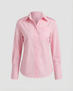 Blouse top women made of poplin with shirt collar-Fashion Glam