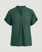 Blouse top women with V-neck and puff sleeves-Fashion Glam