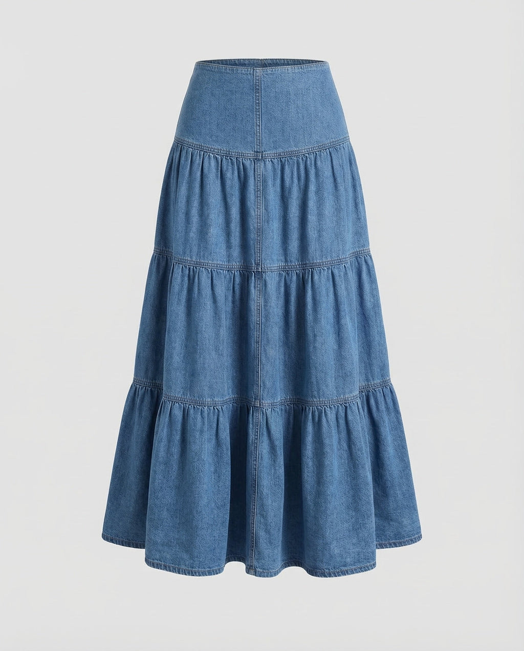 Boho Maxi Dress Denim Light Women-Fashion Glam