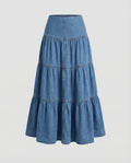 Boho Maxi Dress Denim Light Women-Fashion Glam