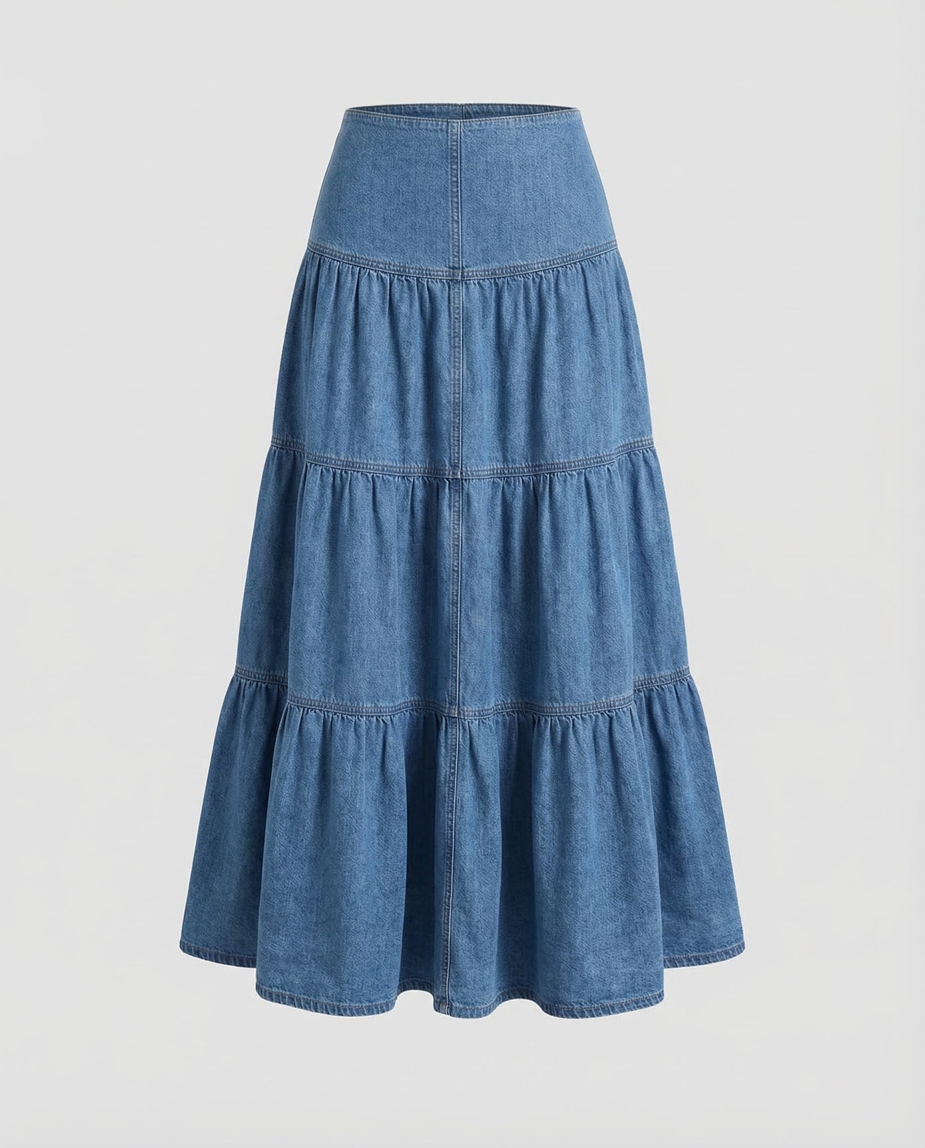 Boho Maxi Dress Denim Light Women-Fashion Glam