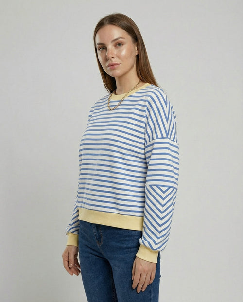 Boxy Sweatshirt Women Striped-Fashion Glam