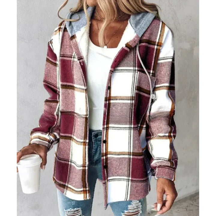 SERAPHINA – COZY PLAID HOODED SHACKET