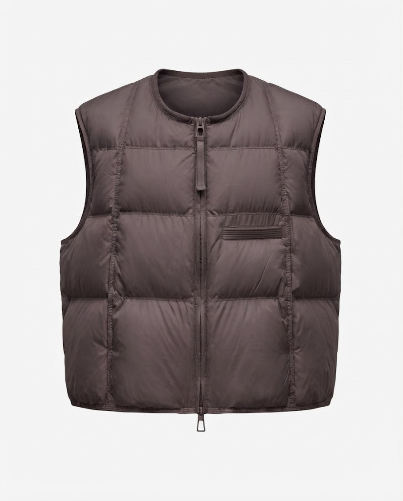 Women's nan lightweight padded quilted vest with adjustable hem, two-way zipper and decorative chest pocket