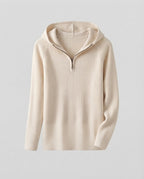 Ladies Cashmere-Look Fine Knit Sweater with Half Zipper and Fine Rib Structure Fashion Glam