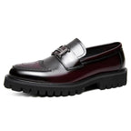 Men's Loafer Leather Burgundy Thick Sole Designer