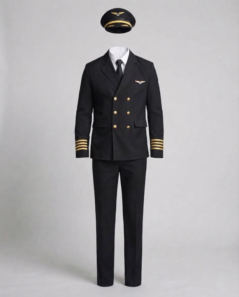 Men's pilot costume with authentic details and gold accents Fashion Glam