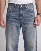 Men's extremely wide cut vintage denim baggy jeans with extended hem fashion glam
