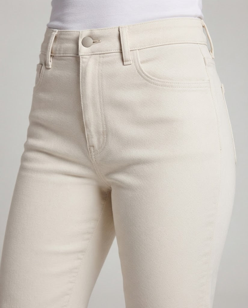 Women Straight-cut Chino Pants with High Waist and Slim Crease Fashion Glam