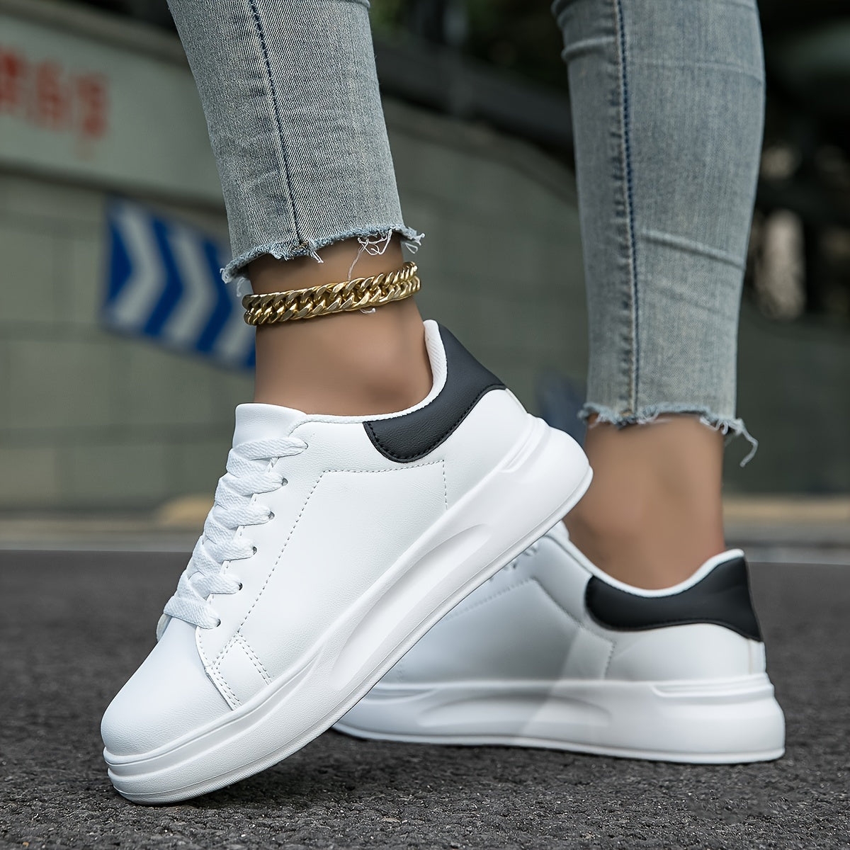Fashion Glam | Clean White Leather Sneakers for Women, White
