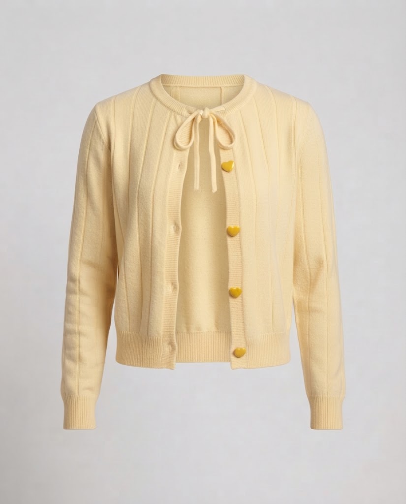 Women Ribbed Fine Knit Cardigan with Drawstring Closure and Button Placket Fashion Glam