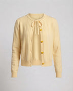 Women Ribbed Fine Knit Cardigan with Drawstring Closure and Button Placket Fashion Glam