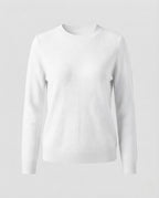 Women's Fine Structured Knit Sweater with Round Neck and Extra Soft Merino Mix Fashion Glam