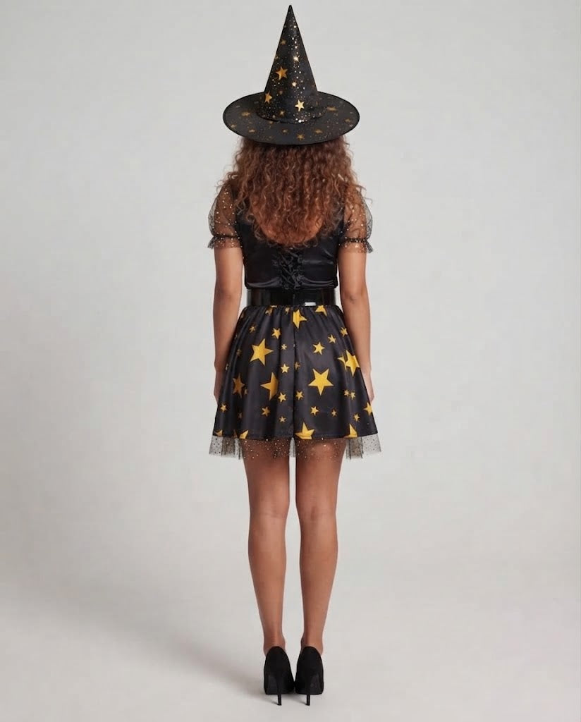 Women's fairy-tale witch costume with stars and lace details Fashion Glam