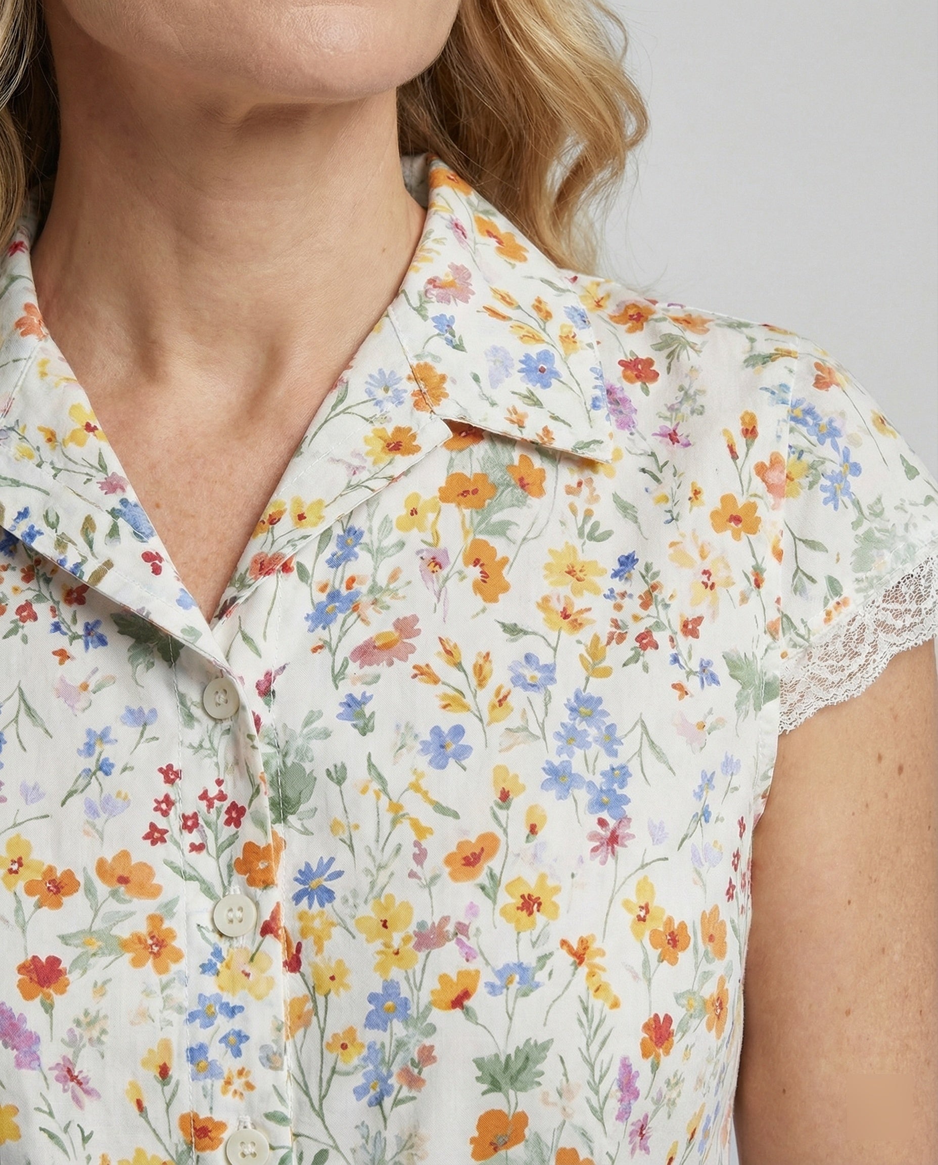 Women's Blouse Top Lace Short Sleeve