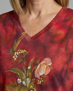 Blouses Tunic V-Neck Women Floral