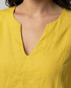 Women's linen dress with a loose fit and elegant V-neck