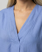 Women's casual linen maxi dress with V-neck and wide-cut sleeves