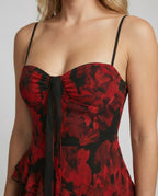 Women Playful Mini Dress with Asymmetrical Cut and Exciting Floral Design