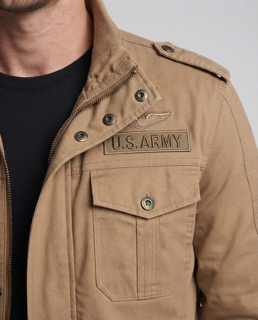 Men's Military-Inspired Utility Jacket Fashion Glam