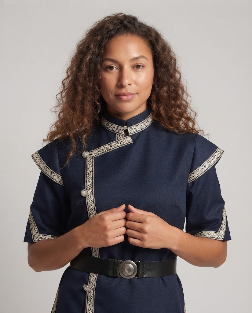 Women's costume with decorative trim and belt Fashion Glam