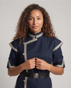 Women's costume with decorative trim and belt Fashion Glam