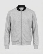 Men's Cotton-Mix Bomber Sweat Jacket with Full Zip and Side Pockets Fashion Glam