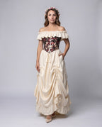Women's romantic maxi dress with ruffles and floral top Fashion Glam
