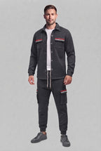 Men's cargo tracksuit with overshirt, drawstring and contrasting flap pockets Fashion Glam