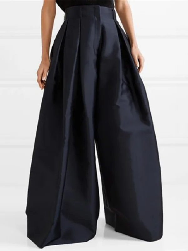 Fashion Glam | Loose Pants with High Waist Wide Leg and Pleated Pockets
