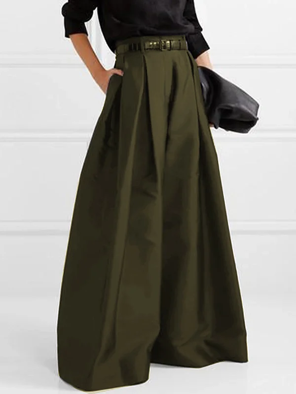 Fashion Glam | Loose Pants with High Waist Wide Leg and Pleated Pockets