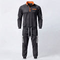 Men's Cargo Jogger Set with Half Zip Sweatshirt, Elastic Waistband and Flap Pockets Fashion Glam