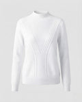 Ladies Fine Structured Sweater with V-Passage, Mockneck and Angora-Look Fashion Glam