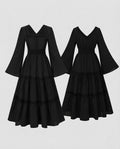 Women’s Romantic Boho Maxi Dress with Wide Sleeves and Lace Accents Fashion Glam