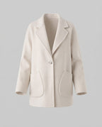 Women's stylish short coat made of wool blend with large patch pockets and modern lapel Fashion Glam