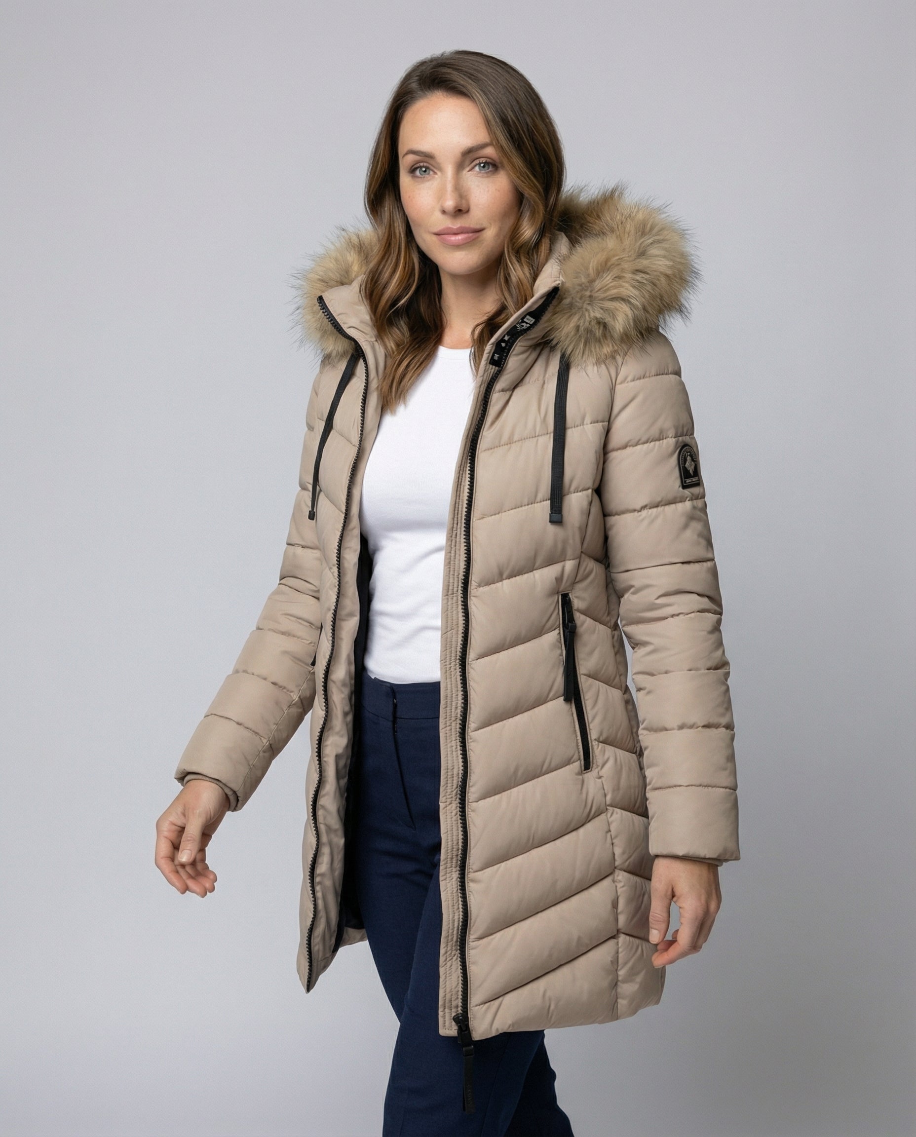 Down jacket women fur collar-Fashion Glam